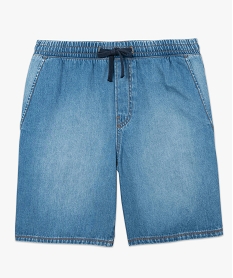 bermuda homme en jean avec ceinture elastiquee gris shorts en jeanG192201_4