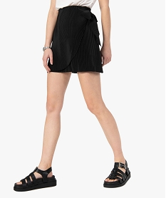GEMO Jupe femme forme portefeuille en maille gaufrée Noir