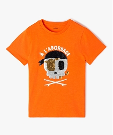 GEMO Tee-shirt garçon à manches courtes avec motif animé Orange