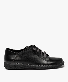 GEMO Derbies femme confort unis à lacets élastiques - Taneo noir standard