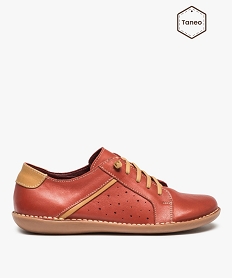 derbies femme dessus cuir uni a lacet elastique - taneo rougeG196101_1