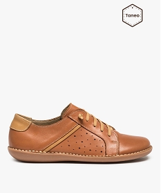 derbies femme dessus cuir uni a lacet elastique - taneo orangeG196201_1