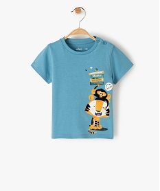 tee-shirt bebe garcon a manches courtes motif fantaisie bleuG198301_1