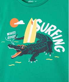 tee-shirt garcon a manches courtes imprime surf vertG199701_2