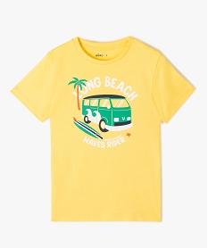 tee-shirt garcon a manches courtes imprime surf jauneG199801_1