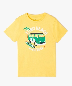 GEMO Tee-shirt garçon à manches courtes imprimé surf Jaune