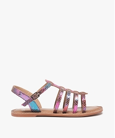 GEMO Sandales fille style spartiates multicolores cuir brillant coloris assortis