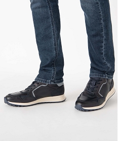 baskets homme casual dessus cuir uni - taneo bleuG201401_1