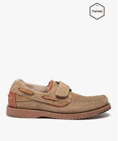 GEMO Chaussures bateau homme dessus cuir à scratch - Tanéo Beige