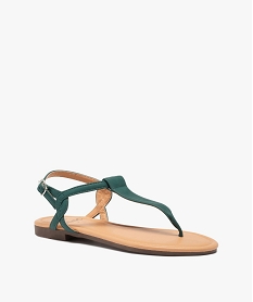 sandales femme a talon plat et bride entre-doigts vert sandales plates et nu-piedsG203001_2