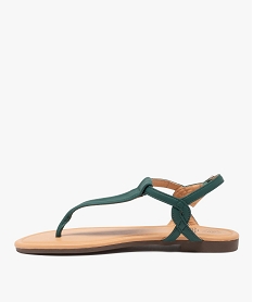 sandales femme a talon plat et bride entre-doigts vert sandales plates et nu-piedsG203001_3