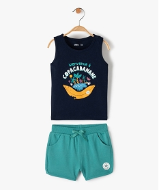 GEMO Ensemble bébé garçon 2 pièces : débardeur et short en jersey imprimé noir chine