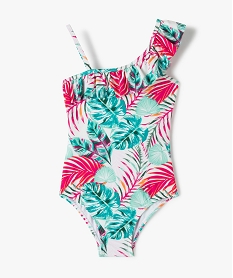 GEMO Maillot de bain fille 1 pièce asymétrique à feuillage Imprimé