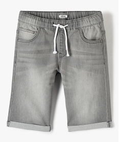 GEMO Bermuda en jean garçon à revers et taille élastiquée gris standard