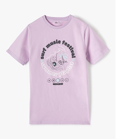 GEMO Tee-shirt garçon à manches courtes motif musique Violet