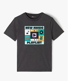 GEMO Tee-shirt garçon à manches courtes motif musique Gris