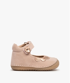 GEMO Chaussures de parc bébé fille babies en cuir retourné Rose