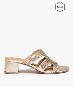 GEMO Mules femme à talon dessus cuir tressé – Taneo dore