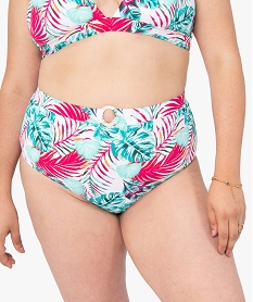 GEMO Bas de maillot de bain femme grande taille imprimé feuillage Imprimé