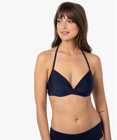 GEMO Haut de maillot de bain forme corbeille effet drapé bleu standard