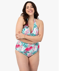 GEMO Maillot de bain femme grande taille 1 pièce imprimé feuillage Imprimé