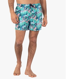 GEMO Short de surf homme à motifs exotiques beige vif