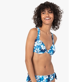GEMO Haut de maillot de bain femme forme corbeille à armatures bleu vif