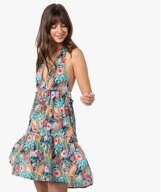 GEMO Robe de plage femme à volants Orange