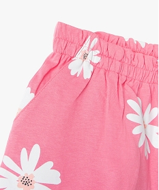 short fille en maille imprimee a taille elastiquee rose shortsG217001_2