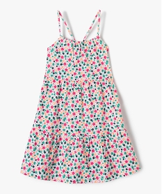 GEMO Robe fille ample à motif fleuri et fines bretelles croisées Beige