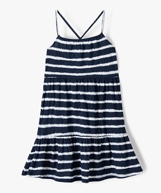 GEMO Robe fille ample à motif fleuri et fines bretelles croisées Bleu
