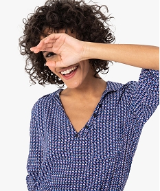 Gemo vetements blouse femme fluide a motifs et col v a boutons