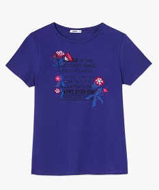 tee-shirt femme avec motifs fleuris brodes violetG219101_4