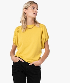 GEMO Tee-shirt femme à manches courtes extra larges Jaune