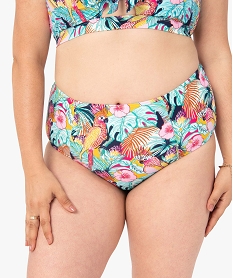 GEMO Bas de maillot de bain femme grande taille forme culotte à motifs exotiques Orange