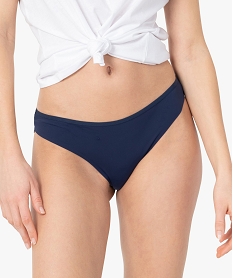 GEMO Tanga sans coutures en microfibre et dentelle femme (lot de 2) Bleu