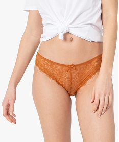 GEMO Culotte femme en microfibre et dentelle (lot de 2) marron vif