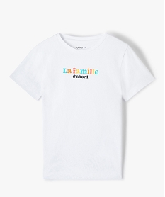 GEMO Tee-shirt fille à manches courtes inscription colorée devant Blanc
