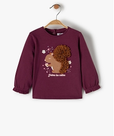 GEMO Tee-shirt bébé fille à manches longues avec motif en relief Violet