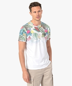 GEMO Tee-shirt homme manches courtes à motif tropical délavé Gris