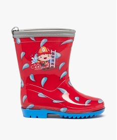 bottes de pluie garcon motifs pompier et gouttes deau rougeG222501_1