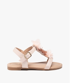 GEMO Sandales fille unies à fines brides et fleurs en tulle rose standard