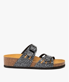 GEMO Mules femme compensées à double bride ajustable noir standard