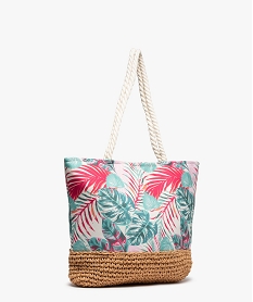 sac de plage femme en toile imprimee et paille multicoloreG226001_2