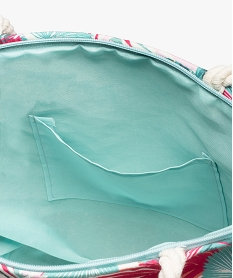 sac de plage femme en toile imprimee et paille multicoloreG226001_3