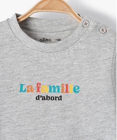tee-shirt bebe garcon avec message special famille gris tee-shirts manches courtesG227501_2