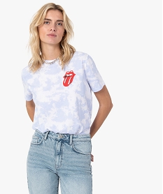 tee-shirt femme imprime a manches courtes- the rolling stones blanc t-shirts manches courtesG229201_1