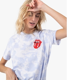 tee-shirt femme imprime a manches courtes- the rolling stones blancG229201_2