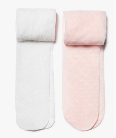 GEMO Collants bébé fille à motifs plumetis (lot de 2) Rose