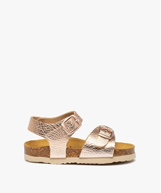 GEMO Sandales bébé fille à brides métallisées et semelle liège marron standard